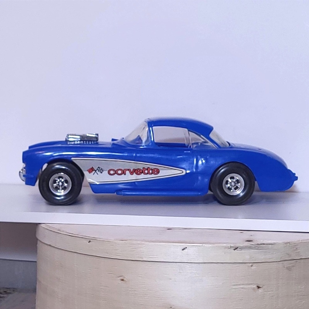 Vintage 1957 Tootsietoy Chevy Corvette Blue 13" Plastic Push Toy Car